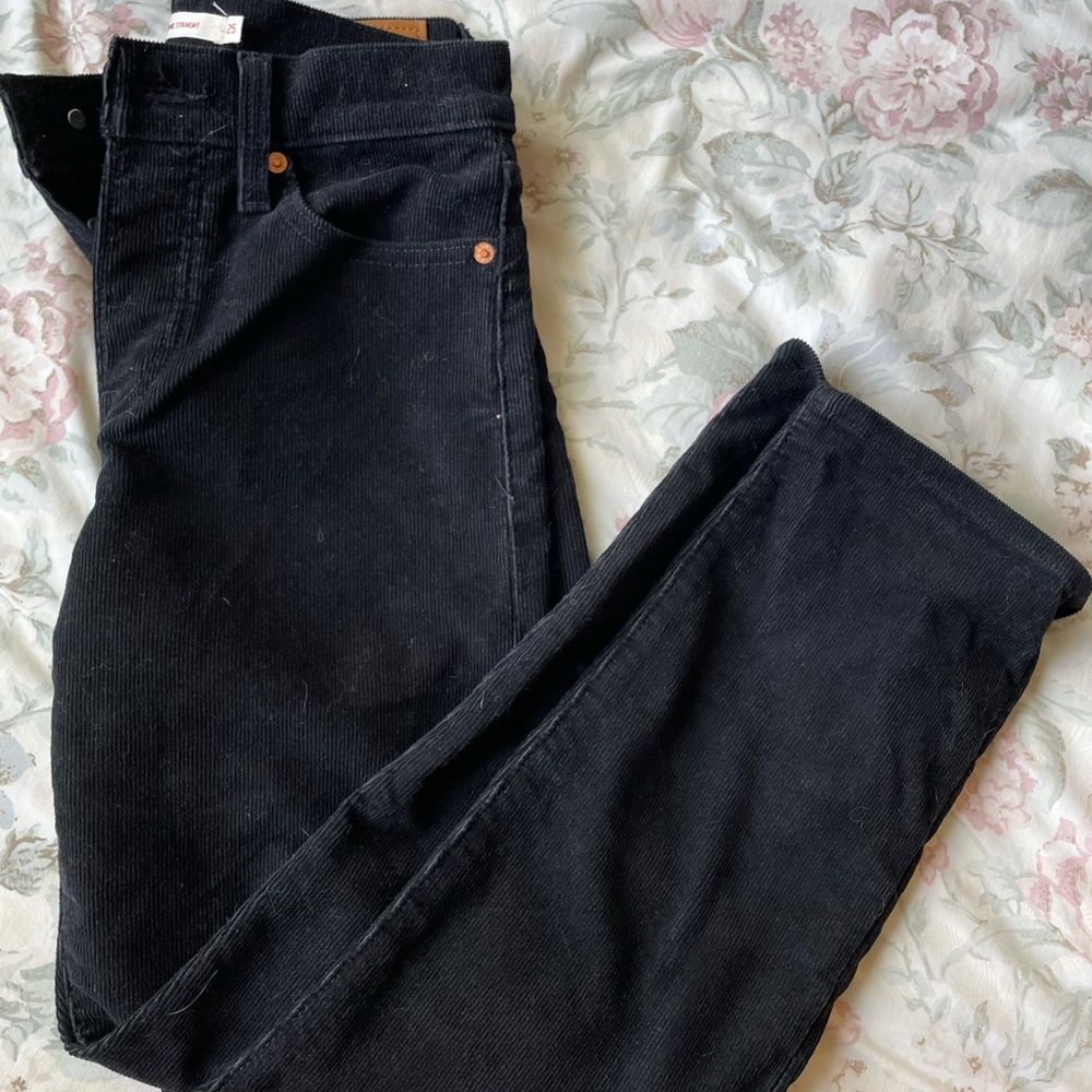 Levi’s Wedgie Straight Black Corduroy Pants 25x26